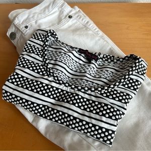 white pants and black white top bundle